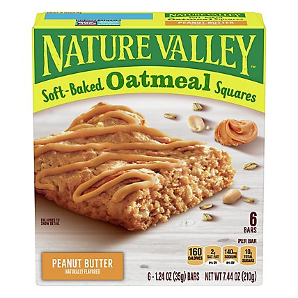 Nature Valley Oatmeal Squares Soft-Baked Peanut Butter - 6-1.24 Oz - Image 1