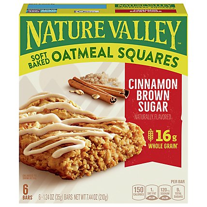 Nature Valley Oatmeal Squares Soft-Baked Cinnamon Brown Sugar - 6-1.24 Oz - Image 1