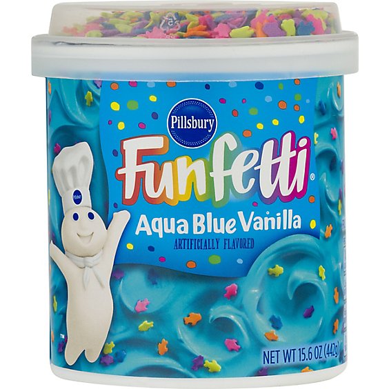 Pillsbury Funfetti Frosting Vanilla Aqua Blue - 15.6 Oz