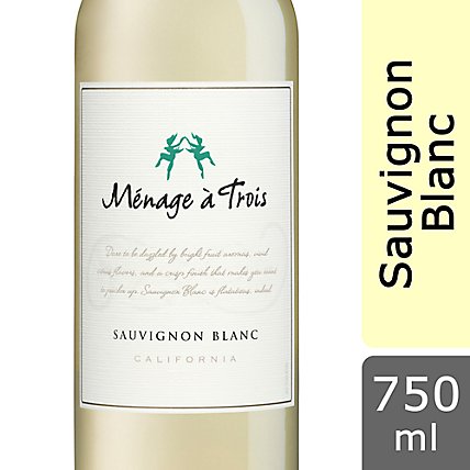 Menage a Trois Sauvignon Blanc White Wine Bottle - 750 Ml - Image 1