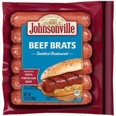 Johnsonville Brats Smoked Beef Bratwurst Fully Cooked 6 Links - 12 Oz ...