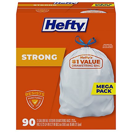 Hefty Trash Bag Drawstring Strong Tall Mega Pack - 90 Count - Image 3