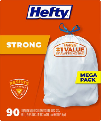 Hefty Trash Bag Drawstring Strong Tall Mega Pack - 90 Count - Image 4