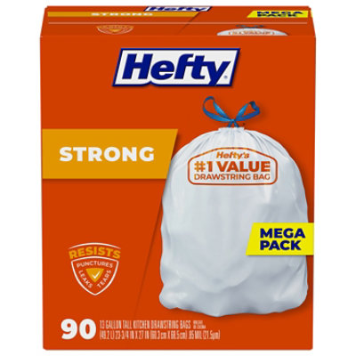 Hefty 13-Gallons Clean Burst White Plastic Kitchen Drawstring Trash Bag  (100-Count) in the Trash Bags department at