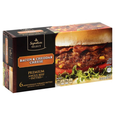 Signature SELECT Bacon And Cheddar Cheese Premium Angus Beef Hamburger Patties - 32 Oz