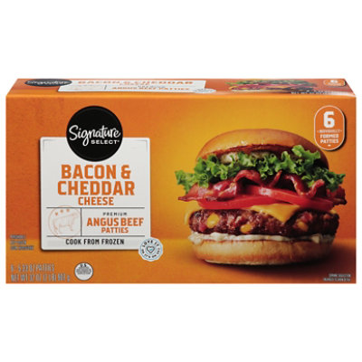 Signature SELECT Bacon And Cheddar Cheese Premium Angus Beef Hamburger Patties - 32 Oz - Image 2