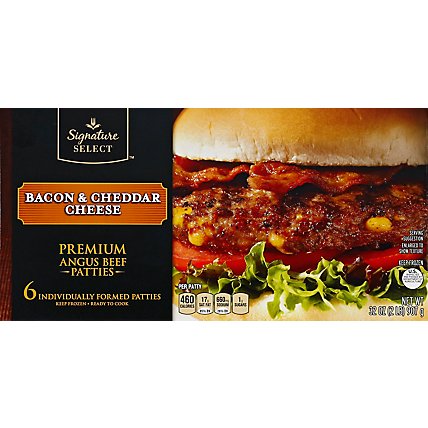 Signature SELECT Premium Angus Beef Hamburger Patties Bacon And Cheddar Cheese - 32 Oz - Image 2