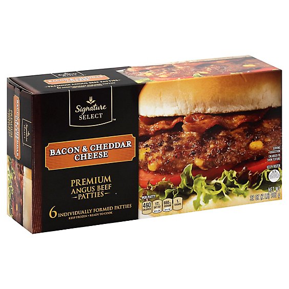 Signature SELECT Premium Angus Beef Hamburger Patties Bacon And Cheddar Cheese - 32 Oz
