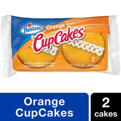 Hostess Orange Flavored Cupcakes Frosted Orange Cupcakes Single Serve 2 Count - 3.38 Oz - Image 1