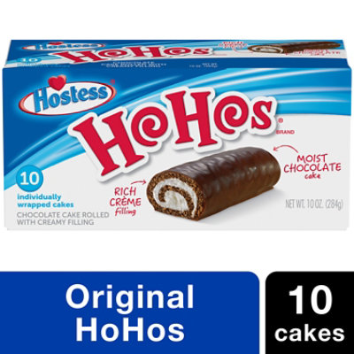 Hostess HoHos Individually Wrapped Rolled Chocolate Cake With Creamy Filling 10 Count - 10 Oz