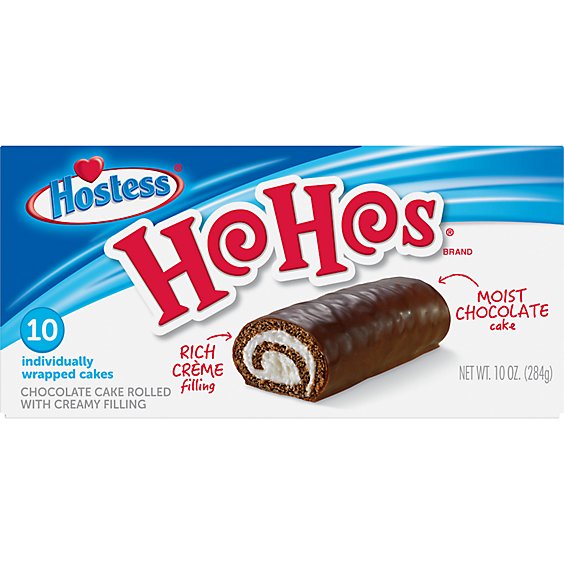 Hostess HoHos Individually Wrapped Rolled Chocolate Cake With Creamy Filling 10 Count - 10 Oz