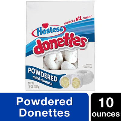 Hostess Donettes Powdered Sugar Mini Donuts Bag - 10 Oz