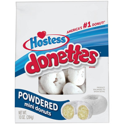 Hostess Donettes Powdered Sugar Mini Donuts - 10 Oz