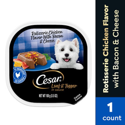 Cesar Loaf & Topper In Sauce Rotisserie Chicken Flavor with Bacon & Cheese Wet Dog Food - 3.5 Oz - Image 1