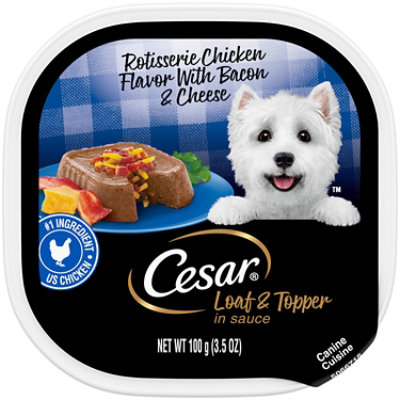 Cesar Savory Delights Canine Cuisine In Meaty Juices Chicken with Bacon & Cheese Tub - 3.5 Oz