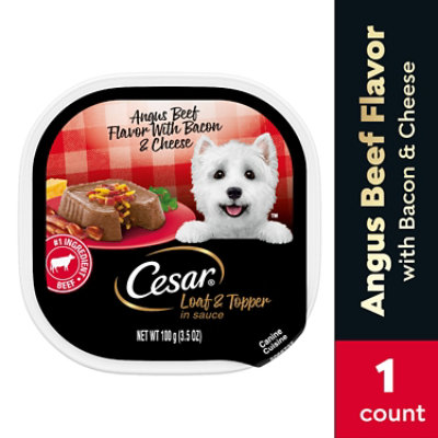 Cesar Loaf & Topper in Sauce Angus Beef Flavor with Bacon & Cheese Soft Wet Dog Food - 3.5 Oz