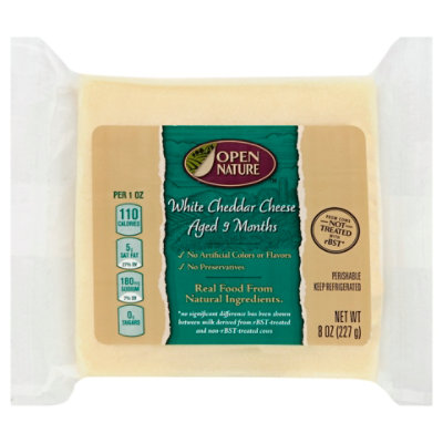 Open Nature Aged 9 Months White Cheddar Cheese - 8 Oz.