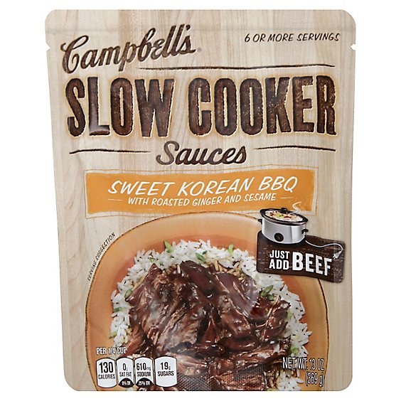 Campbells Sauces Slow Cooker Sweet Korean BBQ Pouch - 13 Oz