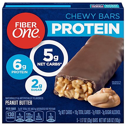 Fiber One Protein Chewy Bars Peanut Butter - 5-1.17 Oz - Image 1