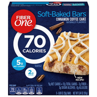 Fiber One Baked Bars 70 Calories Cinnamon Coffee Cake - 6-0.89 Oz - Image 1