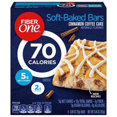 Fiber One Baked Bars 90 Calories Cinnamon Coffee Cake - 6-0.89 Oz