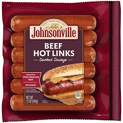 Johnsonville Sausage Smoked Hot Links Beef 6 Links - 12 Oz - Image 2