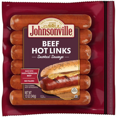 Johnsonville Sausage Smoked Hot Links Beef 6 Links - 12 Oz - Image 1