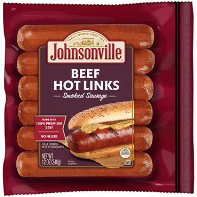 Johnsonville Sausage Smoked Hot Links Beef 6 Links - 12 Oz