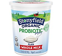 Stonyfield Organic Whole Milk Plain Probiotic Yogurt - 32 Oz