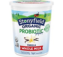 Stonyfield Organic Vanilla Whole Milk Probiotic Yogurt Tub - 32 Oz