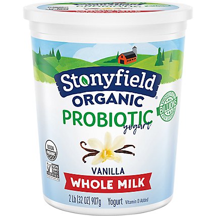 Stonyfield Organic Whole Milk Vanilla Probiotic Yogurt - 32 Oz - Image 1