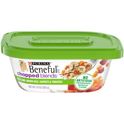 Beneful Dog Food Wet Chopped Blends Lamb Brown Rice Carrots Tomatoes & Spinach - 10 Oz