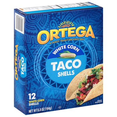 Ortega Taco Shells White Corn 25% Larger Box 12 Count - 5.8 Oz