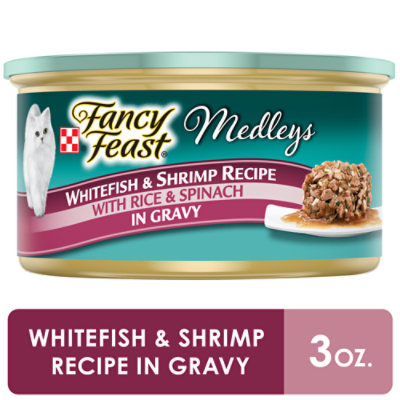 Fancy Feast Cat Food Wet Medleys Whitefish & Shrimp With Rice & Spinach - 3 Oz