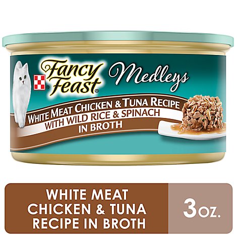 Fancy Feast Cat Food Wet Medleys White Meat Chicken & Tuna With Wild Rice & Spinach - 3 Oz