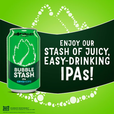 Hop Valley Bubble Stash IPA Craft Beer 6.2% ABV Cans - 6-12 Fl. Oz. - Image 2