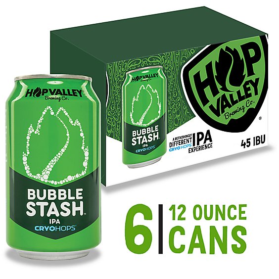 Hop Valley Bubble Stash Ipa Craft Beer India Pale Ale 6.2% ABV Cans - 6-12 Fl. Oz.
