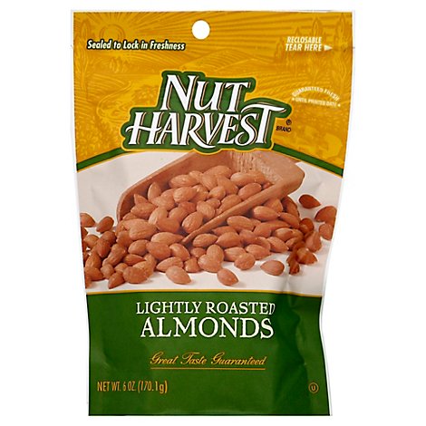 Nut Harvest Natural Almonds Lightly Roasted - 6 Oz