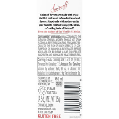 Smirnoff Vodka Infused With Natural Flavors Peach Bottle - 750 Ml - Image 4