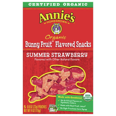 Annies Homegrown Organic Fruit Snacks Bunny Summer Strawberry - 5-0.8 Oz - Image 1