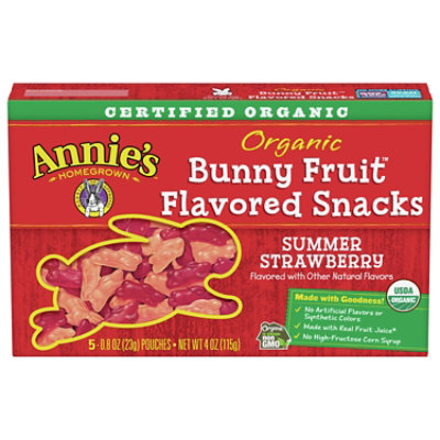 Annies Homegrown Organic Fruit Snacks Bunny Summer Strawberry - 5-0.8 Oz