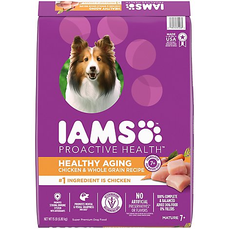 Iams Mature Adult Dry Dog Food For Senior Dogs With Real Chicken - 15 Lb