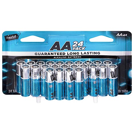 Signature SELECT Batteries Alkaline AA Guaranteed Long Lasting - 24 Count