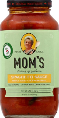 Moms Pasta Sauce Spaghetti Garlic & Basil Jar - 24 Oz - Image 2