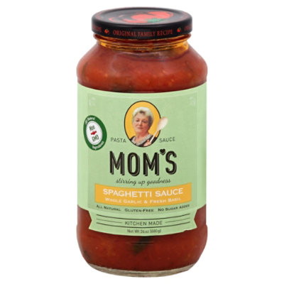 Moms Pasta Sauce Spaghetti Garlic & Basil Jar - 24 Oz - Image 1