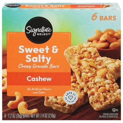 Signature SELECT Granola Bars Chewy Sweet N Salty Cashew - 6-1.24 Oz
