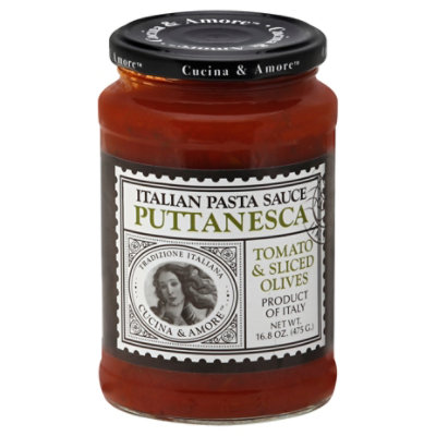Cucina & Amore Pasta Sauce Italian Puttanesca Tomato & Sliced Olives Jar - 16.8 Oz