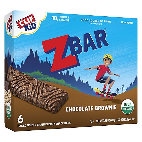 CLIF Kid ZBar Chocolate Brownie Energy Snack Bars Pack - 6-1.27 Oz