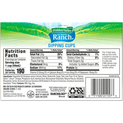 Hidden Valley Original Ranch Salad Dressing To Go Cups - 8-1.5 Oz - Image 2