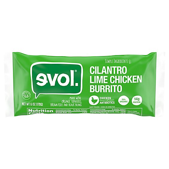 Evol Cilantro Lime Chicken Burritos - 6 Oz